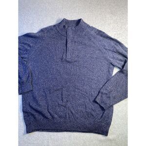 Weatherproof Vintage Mens Large Navy Blue‎ 1/4 Zip Soft Touch Mock Neck Sweater